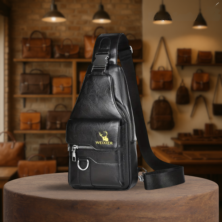 Max | Black Leather Sling Bag