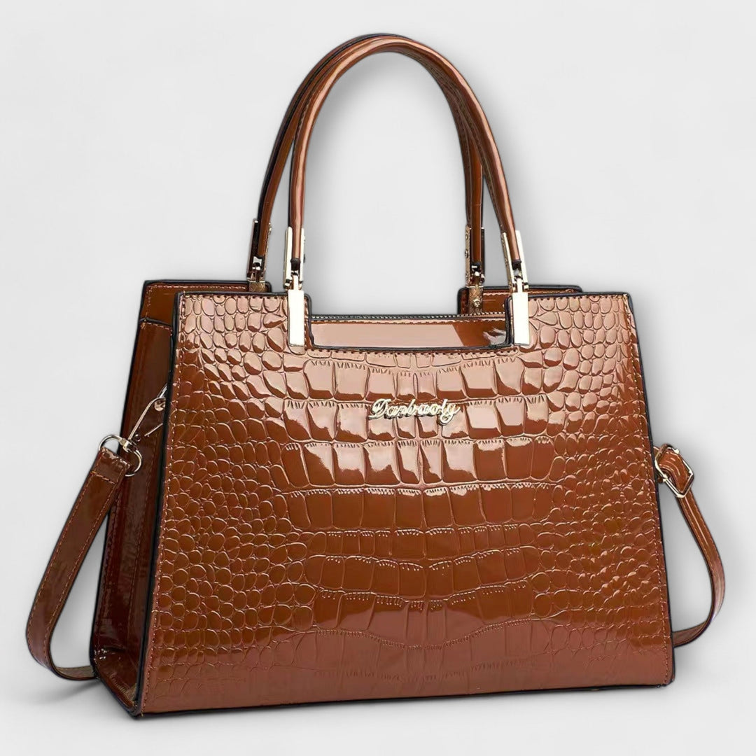 Noir Luxe | Croc-Embossed Statement Tote