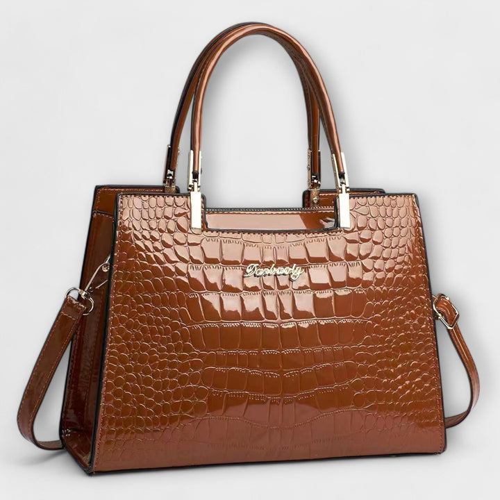 Noir Luxe | Croc-Embossed Statement Tote