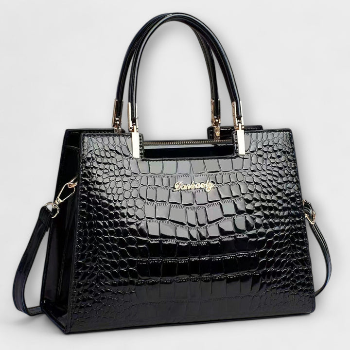 Noir Luxe | Croc-Embossed Statement Tote
