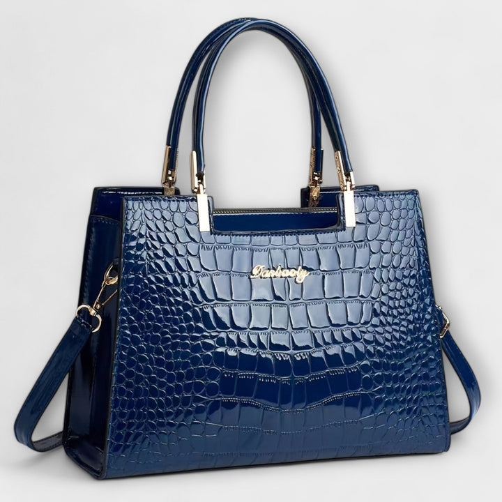 Noir Luxe | Croc-Embossed Statement Tote