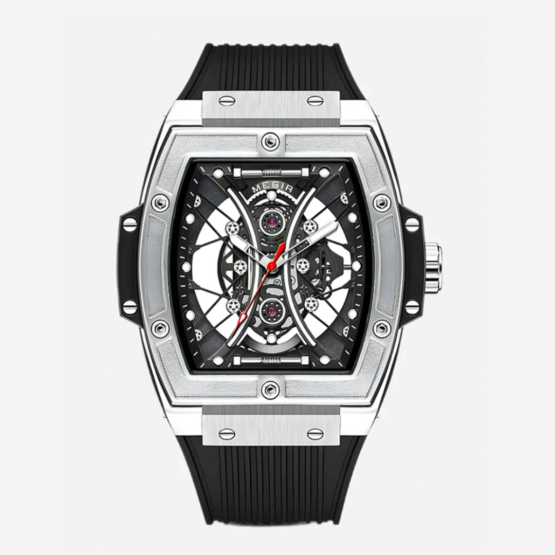 Ryker | Striking Tonneau Case Futuristic Skeleton Build Watch | 42mm