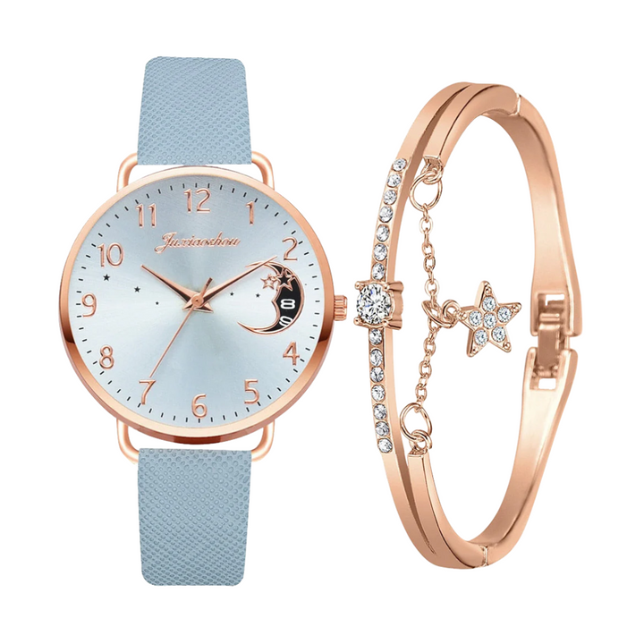 Sierra | Moon Number Dial Watch and Bracelets Set | 36mm