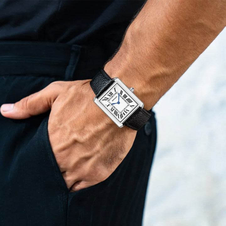 Matthew | Rectangular Watch with Silver-Tone Case | 28*27mm