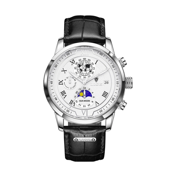 Liam | Celestial World-Time Leather Watch | 43mm