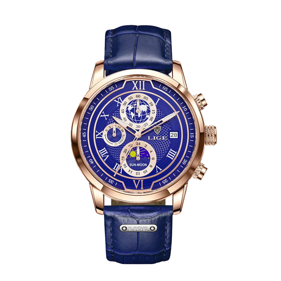 Liam | Celestial World-Time Leather Watch | 43mm