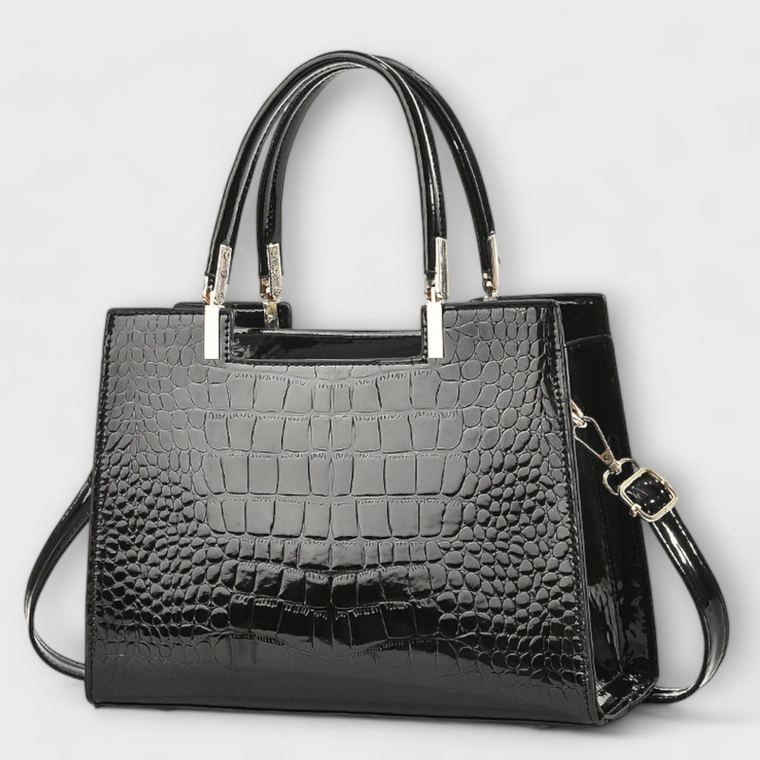 Noir Luxe | Croc-Embossed Statement Tote