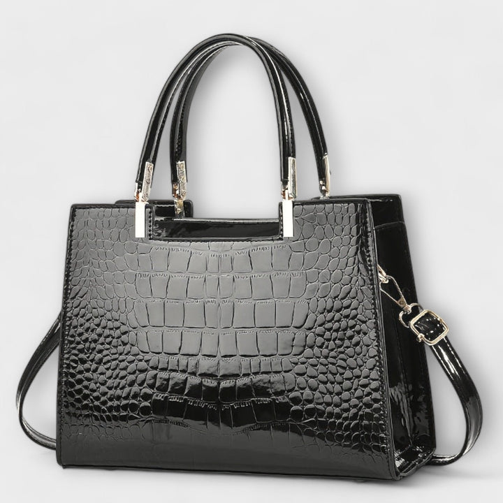 Noir Luxe | Croc-Embossed Statement Tote