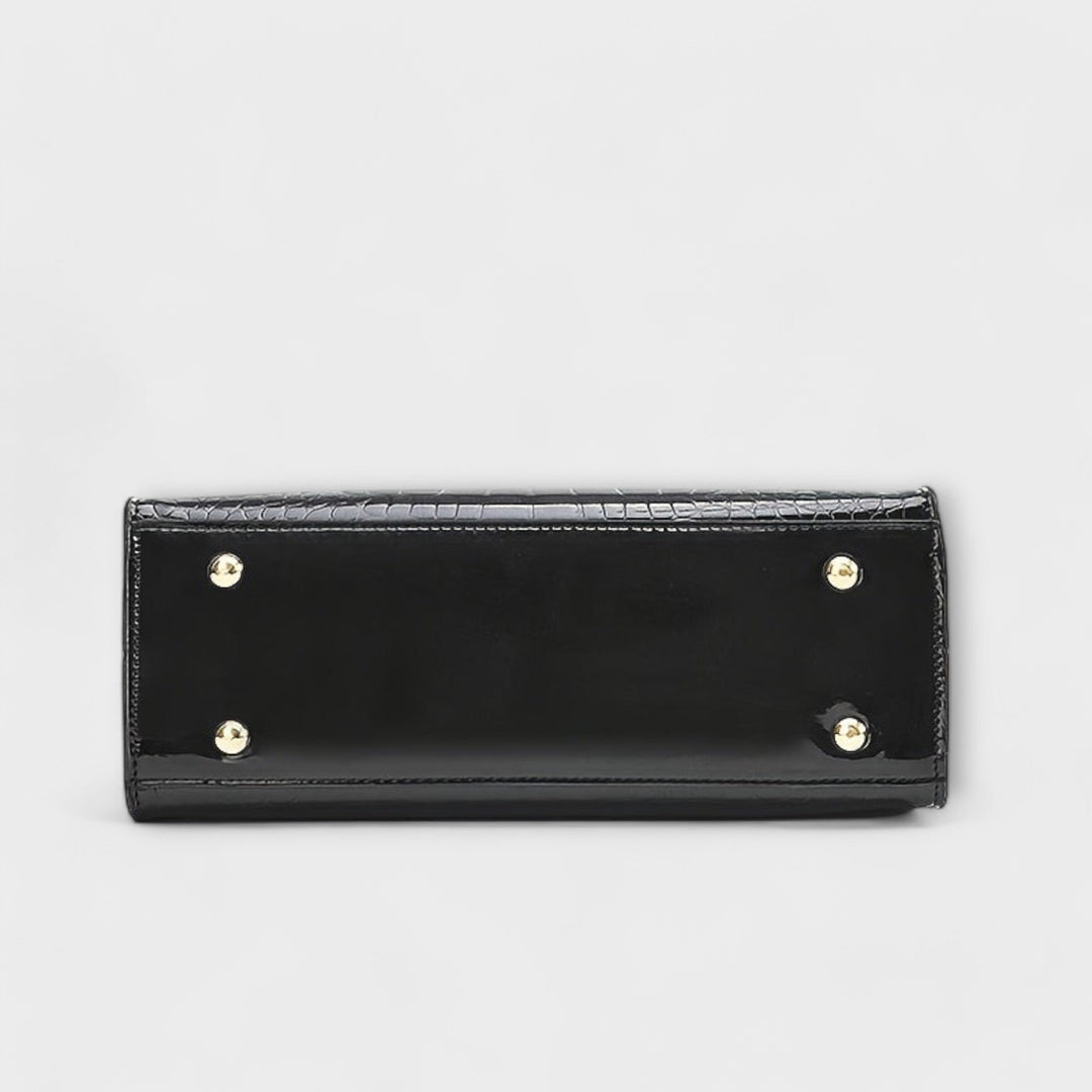 Noir Luxe | Croc-Embossed Statement Tote
